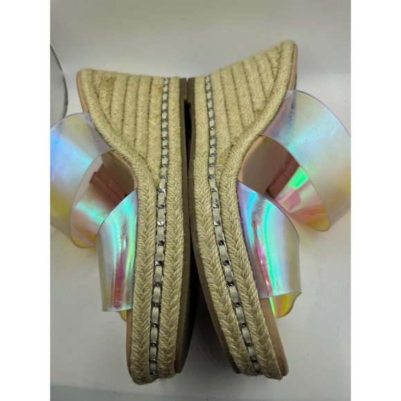 Karl Lagerfeld Iridescent Transparent Wedge Espadrille Sandals Women - Picture 5 of 6